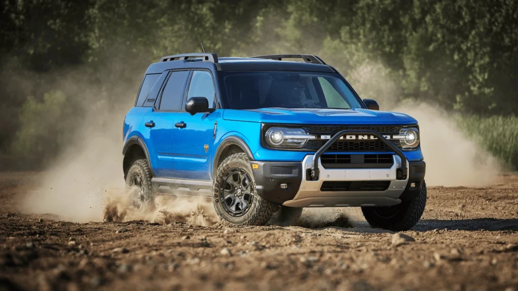 2025 Ford Bronco Sport® kicking up dirt off-road, capturing the versatility Euclid drivers love in both city and outdoor adventures.