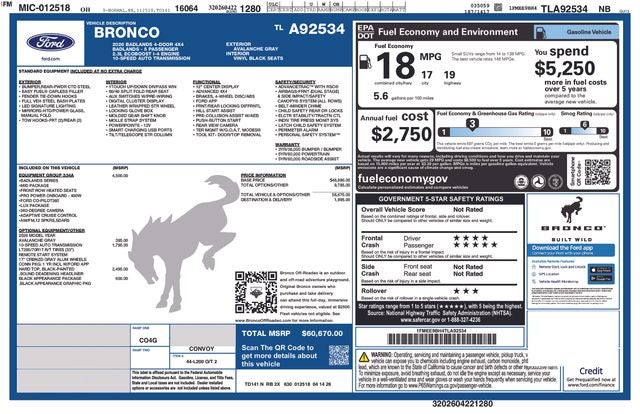 2026 Ford Bronco Badlands In-Transit