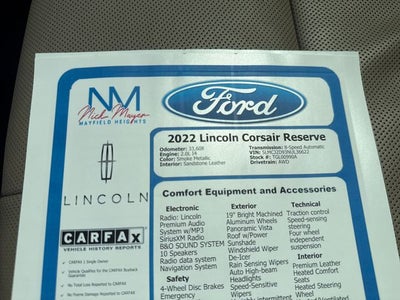 2022 Lincoln Corsair Reserve