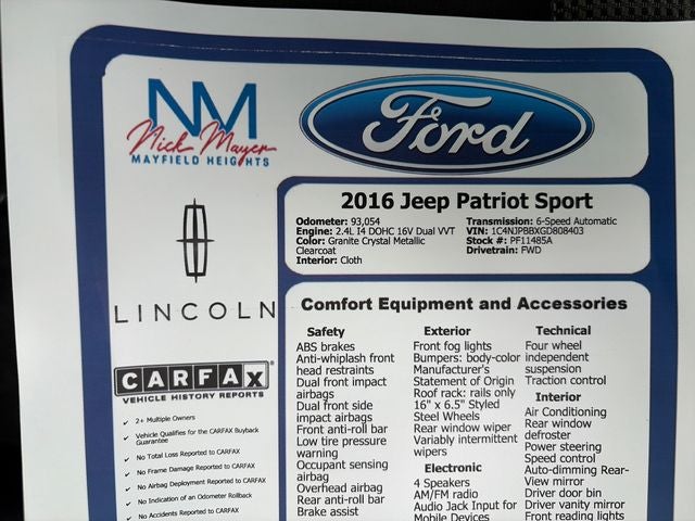 2016 Jeep Patriot Sport