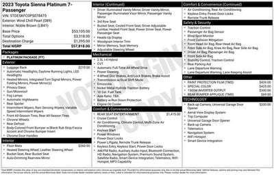 2023 Toyota Sienna Platinum 7 Passenger