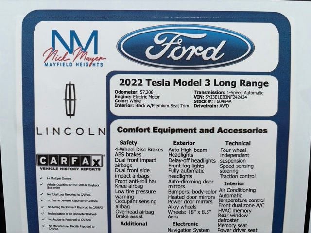 2022 Tesla Model 3 Long Range