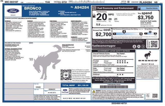 2024 Ford Bronco Outer Banks IN-TRANSIT