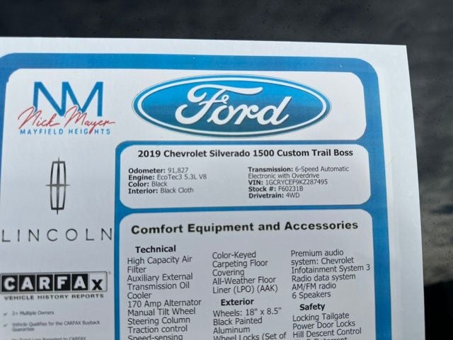2019 Chevrolet Silverado 1500 Custom Trail Boss