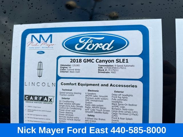 2018 GMC Canyon SLE1