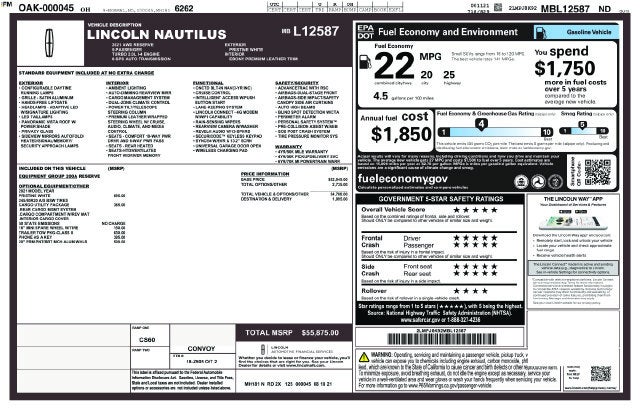 2021 Lincoln Nautilus Reserve