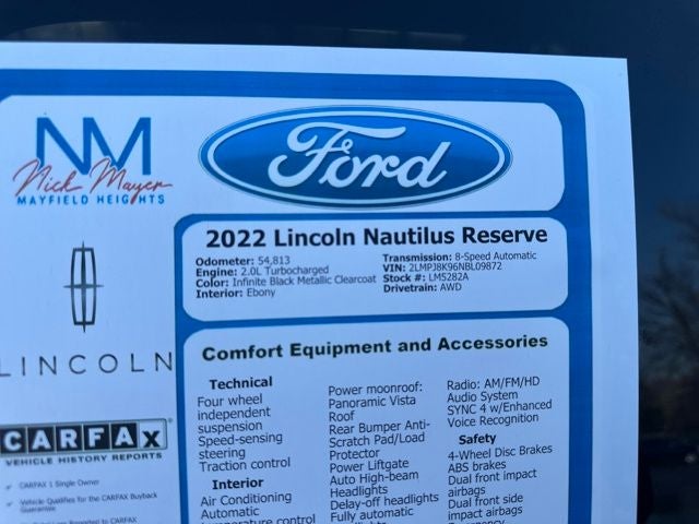 2022 Lincoln Nautilus Reserve