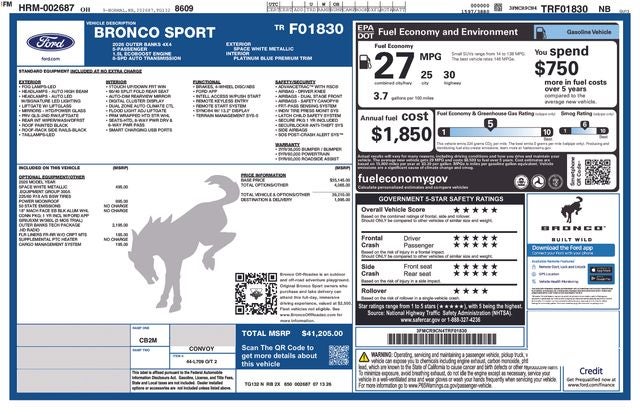2026 Ford Bronco Sport Outer Banks IN-TRANSIT