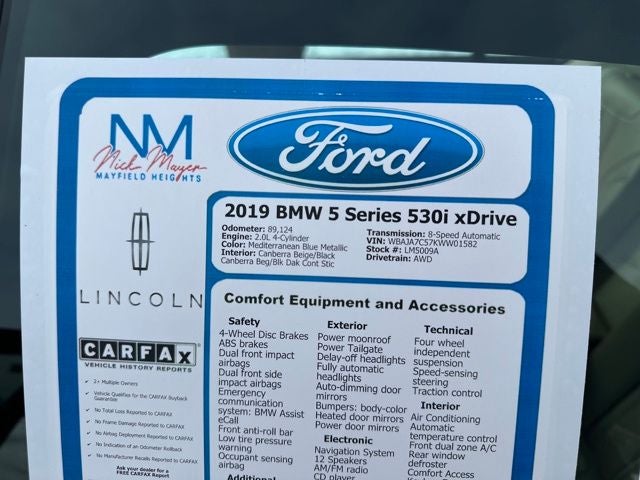 2019 BMW 5 Series 530i xDrive