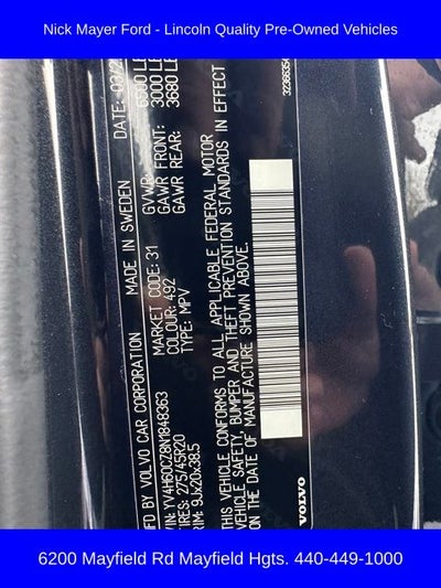 2022 Volvo XC90 Recharge Plug-In Hybrid T8 Inscription Expression Extended Range 7P