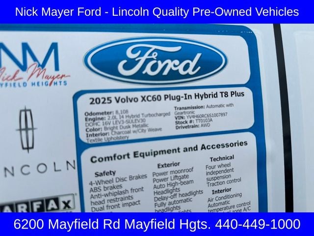 2025 Volvo XC60 Plug-In Hybrid T8 Plus