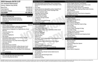 2025 Genesis GV70 2.5T SELECT