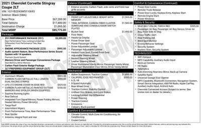 2021 Chevrolet Corvette Stingray 2LT