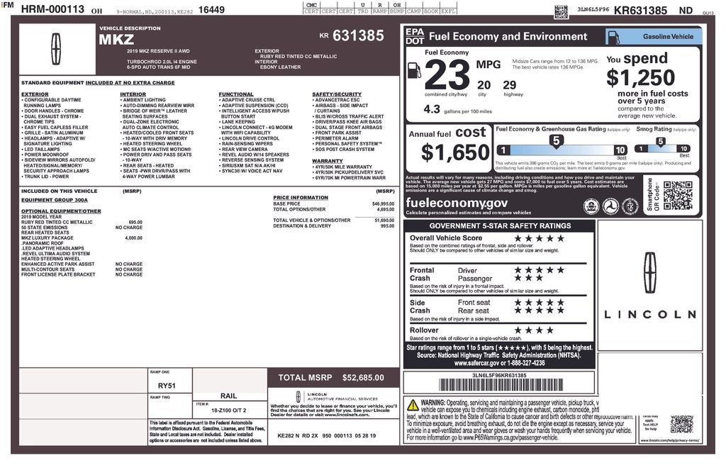 2019 Lincoln MKZ Reserve