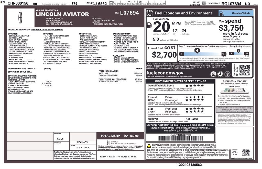 2024 Lincoln Aviator Reserve