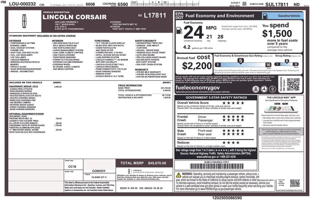 2025 Lincoln Corsair Premiere