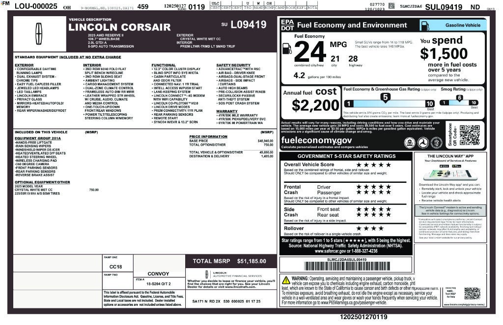 2025 Lincoln Corsair Reserve