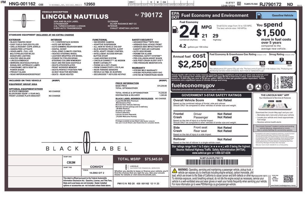 2024 Lincoln Nautilus Black Label