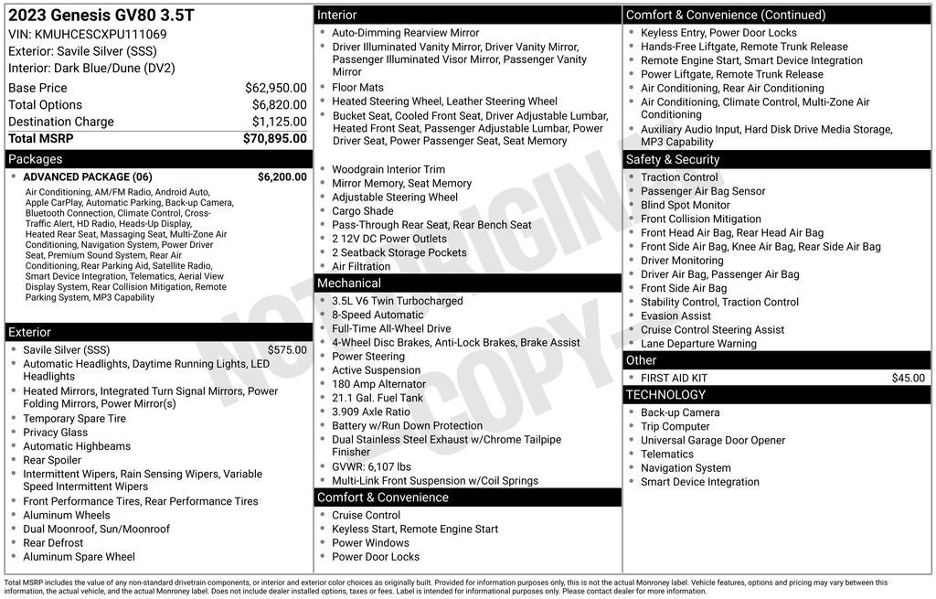 2023 Genesis GV80 3.5T