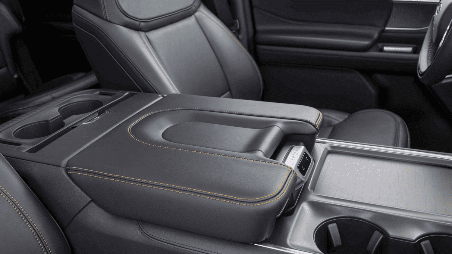 Close-up of the premium leather center console in the 2025 Ford Expedition® near Euclid, OH.