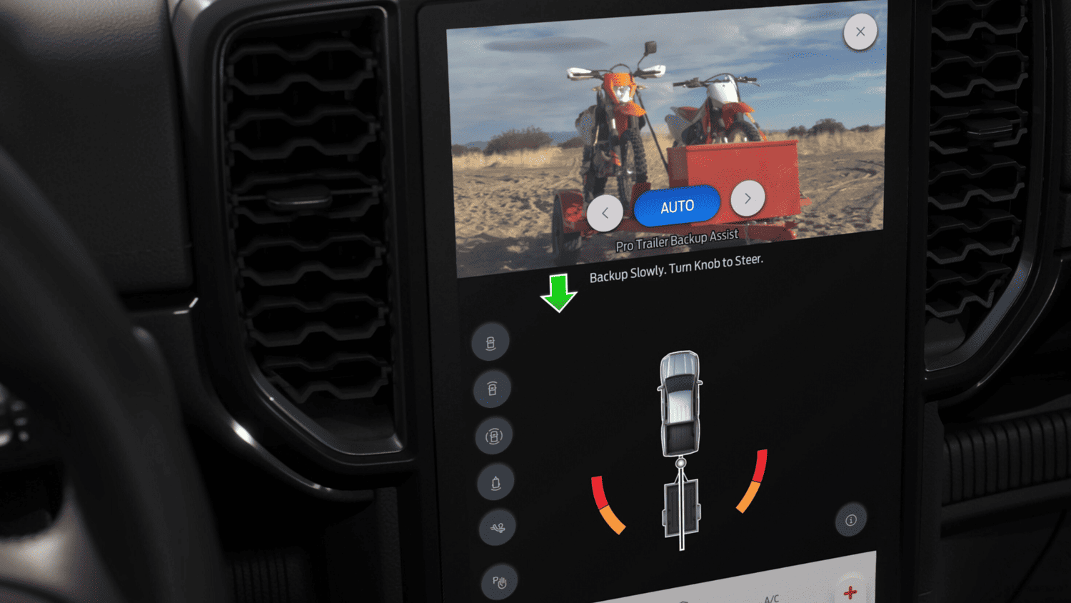 Pro Trailer Backup Assist screen in the 2025 Ford Ranger® near Euclid, OH showing advanced towing features.
